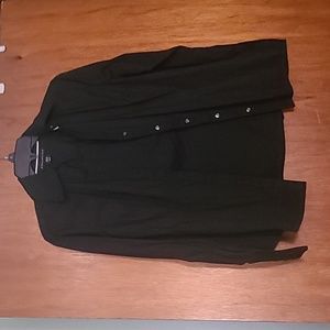 attention black collared shirt